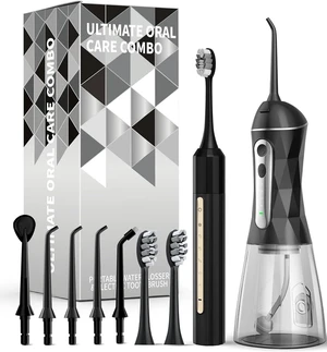 Water Flosser and Electric Toothbrush Combo,2-1 Oral Clean Kit, 5-Speed Sonic Electric Toothbrush & 4-Speed Portable Water Flosser to Clean Teeth and Protect Gum Health, IPX7 Water Flosser and Electric Toothbrush Combo,2-1 Oral Clean Kit, 5-Speed Sonic Electric Toothbrush & 4-Speed Portable Water Flosser to Clean Teeth and Protect Gum Health, IPX7