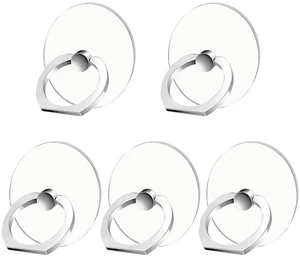 Cell Phone Ring Holder Stand 5 Pack Silver, Transparent Phone Ring Holder Grip Finger Kickstand, 360° Rotation Phone Ring for Phone Cases Cell Phone Ring Holder Stand 5 Pack Silver, Transparent Phone Ring Holder Grip Finger Kickstand, 360° Rotation Phone Ring for Phone Cases