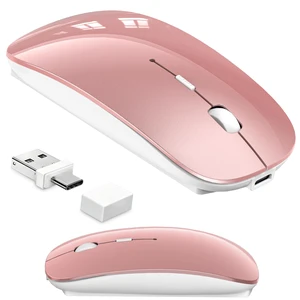 Wireless Mouse for MacBook & iPad, Anti-Sleep Activity Mode,Rose Gold | Bluetooth 5.2/3.0 + 2.4g USB-C/USB-A, Rechargeable Silent Portable Slim Mouse For Home Office, Study, Work, Travel, Students Wireless Mouse for MacBook & iPad, Anti-Sleep Activity Mode,Rose Gold | Bluetooth 5.2/3.0 + 2.4g USB-C/USB-A, Rechargeable Silent Portable Slim Mouse For Home Office, Study, Work, Travel, Students