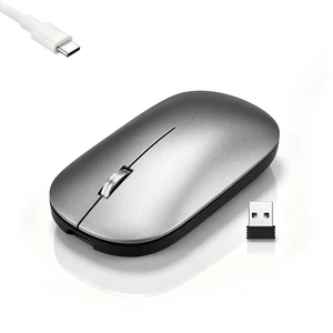 Wireless Bluetooth Mouse, Dual Mode Rechargeable Silent Slim Laptop Mouse,Portable(BT5.2+USB Receiver) Computer Mice,for Laptop,Desktop Computer,ipad Tablet,Phone,TV (Grey) Wireless Bluetooth Mouse, Dual Mode Rechargeable Silent Slim Laptop Mouse,Portable(BT5.2+USB Receiver) Computer Mice,for Laptop,Desktop Computer,ipad Tablet,Phone,TV (Grey)