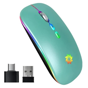 Wireless Mouse 2.4G, Lake Blue | LED Backlit Wireless Mouse, Slim Silent Rechargeable Wireless Mouse for Laptop, Computer, MacBook, with USB & Type-c Receiver Wireless Mouse 2.4G, Lake Blue | LED Backlit Wireless Mouse, Slim Silent Rechargeable Wireless Mouse for Laptop, Computer, MacBook, with USB & Type-c Receiver