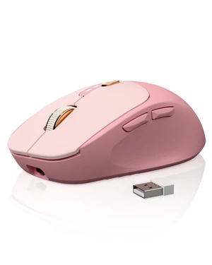 Dual-Mode Bluetooth Wireless Mouse with Visible Battery Indicator - Pink | Bluetooth 5.0 & 2.4G, Silent Click, 500mAh Type-C Rechargeable, 1600 DPI, Portable for for Mac iPad Windows Office(EWEADN) Dual-Mode Bluetooth Wireless Mouse with Visible Battery Indicator - Pink | Bluetooth 5.0 & 2.4G, Silent Click, 500mAh Type-C Rechargeable, 1600 DPI, Portable for for Mac iPad Windows Office(EWEADN)