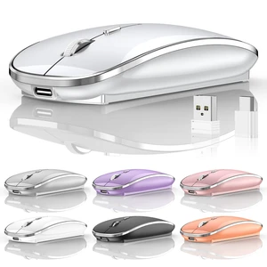 Wireless Mouse, BT5.4/2.4GHz Dual-Mode, Silent Clicks(Silver) | Rechargeable with USB-C & USB-A Dual Receiver, Slim Portable, Compatible with PC, Laptop & Mac for Work & Travel Wireless Mouse, BT5.4/2.4GHz Dual-Mode, Silent Clicks(Silver) | Rechargeable with USB-C & USB-A Dual Receiver, Slim Portable, Compatible with PC, Laptop & Mac for Work & Travel