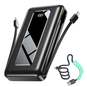 50000mAh Portable Charger Power Bank, Fast Charging with Built in Cables | Ultra-High Capacity, Travel Essential, Charge 4 Devices, Flashlight, for iPhone 17/16/15 Series, Samsung, iPad & Laptops 50000mAh Portable Charger Power Bank, Fast Charging with Built in Cables | Ultra-High Capacity, Travel Essential, Charge 4 Devices, Flashlight, for iPhone 17/16/15 Series, Samsung, iPad & Laptops