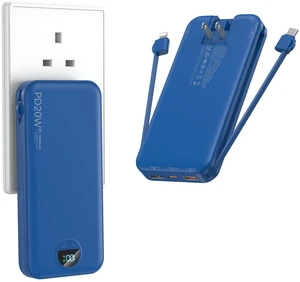 Portable Charger Power Bank 10000mAh PD20W w/Built-in Cables | Portable Phone Charger,Fast charging,Built in wall plug,LED display,Charge 5 devices at once,Pass through charging Portable Charger Power Bank 10000mAh PD20W w/Built-in Cables | Portable Phone Charger,Fast charging,Built in wall plug,LED display,Charge 5 devices at once,Pass through charging