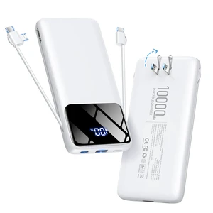 Portable Charger 10000mAh Power Bank with Built-in Cables and Wall Plug | Slim Fast Charging USB-C Battery Pack, LED Display Travel Essential Portable Phone Charger for Cell Phones(Pearl) Portable Charger 10000mAh Power Bank with Built-in Cables and Wall Plug | Slim Fast Charging USB-C Battery Pack, LED Display Travel Essential Portable Phone Charger for Cell Phones(Pearl)