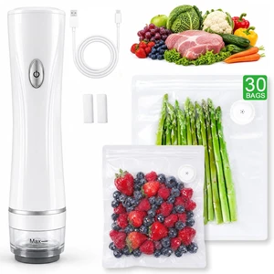 Vacuum Sealer for Food 30 Reusable Bags & 20ml Tank | Food Vacuum Sealer, 1800mAh Battery, Digital Display, And USB-Rechargeable Wireless Design, Extends Food Freshness By 6 Times Vacuum Sealer for Food 30 Reusable Bags & 20ml Tank | Food Vacuum Sealer, 1800mAh Battery, Digital Display, And USB-Rechargeable Wireless Design, Extends Food Freshness By 6 Times