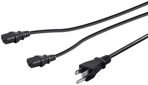 Power Cord Splitter - NEMA 5-15P to 2X IEC 60320 C13, 10 Amp, 1250 Watt, 18AWG, 3 Feet, Black Power Cord Splitter - NEMA 5-15P to 2X IEC 60320 C13, 10 Amp, 1250 Watt, 18AWG, 3 Feet, Black