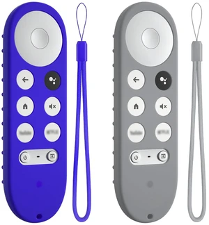 2pcs Silicone Remote Cover Replacement for Chromecast with Google TV HD 2022 / 4K 2020 Voice Remote,Anti Slip Protective Cover with Lanyad(Blue+Light Grey) 2pcs Silicone Remote Cover Replacement for Chromecast with Google TV HD 2022 / 4K 2020 Voice Remote,Anti Slip Protective Cover with Lanyad(Blue+Light Grey)