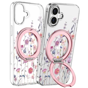 Clear Case for iPhone 17 with Stand, Purple Flower | Compatible with MagSafe, Cute Girly Aesthetic Unique Design, Clear Soft TPU, Built-in Stand, Phone Cover for Women Girls Clear Case for iPhone 17 with Stand, Purple Flower | Compatible with MagSafe, Cute Girly Aesthetic Unique Design, Clear Soft TPU, Built-in Stand, Phone Cover for Women Girls