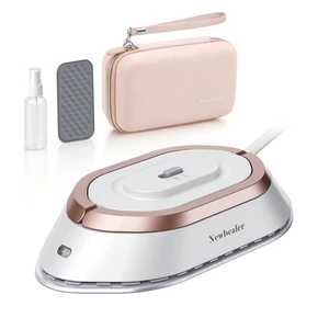 Travel Iron Set, 100-240V Mini Dry Iron for Clothes (No Steam) | Max 300W, Heats in 60s, 302 Ceramic Soleplate, Handy Heat Press, 0.8lbs Lightweight for Quick Touch-ups, Gold w/ Hard Case Travel Iron Set, 100-240V Mini Dry Iron for Clothes (No Steam) | Max 300W, Heats in 60s, 302 Ceramic Soleplate, Handy Heat Press, 0.8lbs Lightweight for Quick Touch-ups, Gold w/ Hard Case