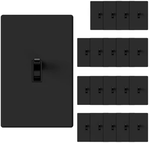 20 Pack Single Pole Toggle Light Switch, 15 Amp, 120 Volt, Toggle Framed AC Quiet Switch,Wall Plate Included, Self-Grounding, Residential and Commercial Grade, UL,Matte Black 20 Pack Single Pole Toggle Light Switch, 15 Amp, 120 Volt, Toggle Framed AC Quiet Switch,Wall Plate Included, Self-Grounding, Residential and Commercial Grade, UL,Matte Black