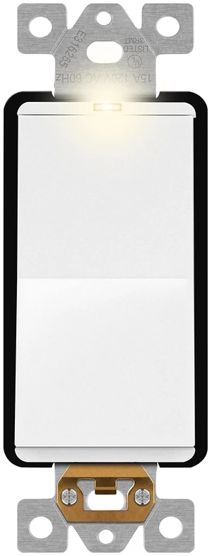 Lighted 4-Way Decorator Light Switch, 15A /277V, Matte White | Four Way Frameless Rocker Switch, UL Listed, Residential & Commercial Grade, Polycarbonate Thermoplastic, Guide Light Lighted 4-Way Decorator Light Switch, 15A /277V, Matte White | Four Way Frameless Rocker Switch, UL Listed, Residential & Commercial Grade, Polycarbonate Thermoplastic, Guide Light