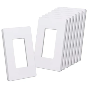 White Decorator Screwless Wall Plate, 8 Pack 1-Gang Outlet Covers and Switch Plates, Scratch and Impact Resistant, Hidden Screws, Polycarbonate, Standard Size 2.91 X 4.68 White Decorator Screwless Wall Plate, 8 Pack 1-Gang Outlet Covers and Switch Plates, Scratch and Impact Resistant, Hidden Screws, Polycarbonate, Standard Size 2.91 X 4.68