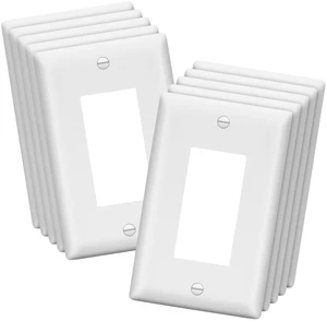 Decorator Switch Cover, Mid-Size 1-Gang, Matte White, 10-Pack | Receptacle Wall Plate, Polycarbonate Thermoplastic, Heat Resistant, UL Listed, Easy Replacement Decorator Switch Cover, Mid-Size 1-Gang, Matte White, 10-Pack | Receptacle Wall Plate, Polycarbonate Thermoplastic, Heat Resistant, UL Listed, Easy Replacement