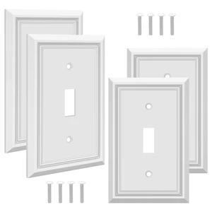 Natural Bamboo Fiber Single Toggle Light Switch Cover Plate 4-Pack White | Decorative Switch Plate and Outlet Cover, Electrical Outlets Receptacle Cover, 1-Gang Wall Plate for Bathroom,Kitchen Natural Bamboo Fiber Single Toggle Light Switch Cover Plate 4-Pack White | Decorative Switch Plate and Outlet Cover, Electrical Outlets Receptacle Cover, 1-Gang Wall Plate for Bathroom,Kitchen