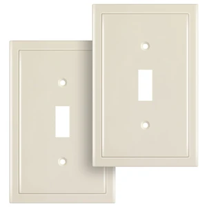 Modern Edge Decorative Wall Plate Switch Plate Outlet Cover, Durable Solid Zinc Alloy (Single Toggle 2PK, Light Almond) Modern Edge Decorative Wall Plate Switch Plate Outlet Cover, Durable Solid Zinc Alloy (Single Toggle 2PK, Light Almond)