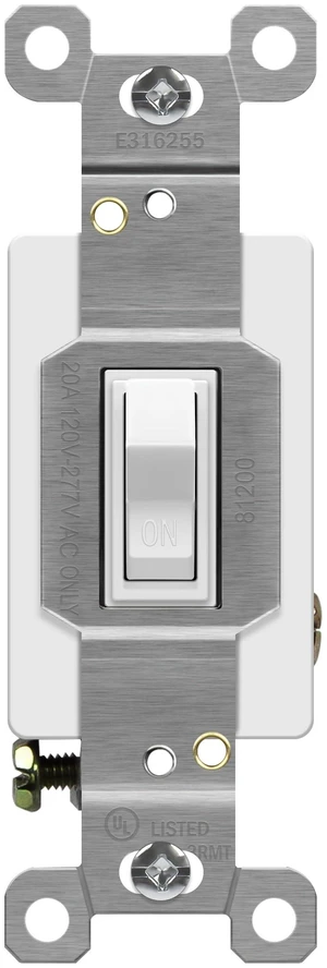 20 Amp Single Pole Toggle Light Switch, Commercial Grade, White | Impact-resistan polycarbonate & solid steel materials, commercial & residential use, 1 Pack, 20A, 120V/277VAC, UL Listed 20 Amp Single Pole Toggle Light Switch, Commercial Grade, White | Impact-resistan polycarbonate & solid steel materials, commercial & residential use, 1 Pack, 20A, 120V/277VAC, UL Listed