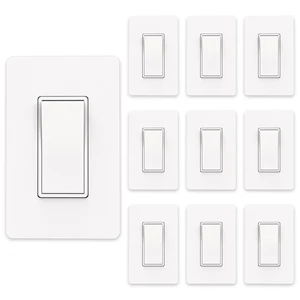 10 Pack Matte White Single Pole Decorator Light Switch 15 Amp | 15A 120V/277V, On/Off Paddle Switch with Wallplate, Residential Grade, Matte Finish, UL Listed 10 Pack Matte White Single Pole Decorator Light Switch 15 Amp | 15A 120V/277V, On/Off Paddle Switch with Wallplate, Residential Grade, Matte Finish, UL Listed