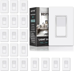 20 Pack Single Pole Decorator Light Switch with Screwless Wallplate | UL Listed, Paddle Rocker Wall Switch,15A 120/277V, On/Off Interrupter, White 20 Pack Single Pole Decorator Light Switch with Screwless Wallplate | UL Listed, Paddle Rocker Wall Switch,15A 120/277V, On/Off Interrupter, White