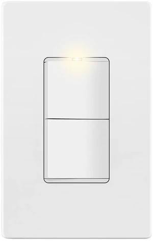 Lighted Double Switch, Combination Frameless Decorator Switch, 15A | Locator Light, UL Listed, Matte White, Ground Terminal, Single Pole, Polycarbonate Thermoplastic Lighted Double Switch, Combination Frameless Decorator Switch, 15A | Locator Light, UL Listed, Matte White, Ground Terminal, Single Pole, Polycarbonate Thermoplastic