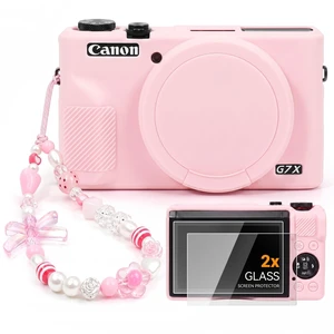 Camera Case for Canon G7X Mark III with 2 Screen Protectors,Sakura Pink | Charm Wrist Strap,Shell with Removable Lens Cover,Soft Silicone,Dust & Scratch Resistant,Accessories for G7X Mark III Camera Case for Canon G7X Mark III with 2 Screen Protectors,Sakura Pink | Charm Wrist Strap,Shell with Removable Lens Cover,Soft Silicone,Dust & Scratch Resistant,Accessories for G7X Mark III