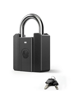 Fingerprint Padlock with Backup Keys, One-Touch Gym Locker Lock, No Charging Needed, Stores 20 Fingerprints, IPX5 Water-Resistant Biometric Lock for Gate, Shed and Toolbox