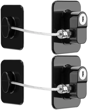 Fridge Lock, 2PCS Upgraded Refrigerator Lock for Freezer, Cabinets and Drawers, Air Fryer, Closets, Windows, Doors, Durable ABS with Adhesive Backing, Easy Install, No Tools Needed, Black Fridge Lock, 2PCS Upgraded Refrigerator Lock for Freezer, Cabinets and Drawers, Air Fryer, Closets, Windows, Doors, Durable ABS with Adhesive Backing, Easy Install, No Tools Needed, Black
