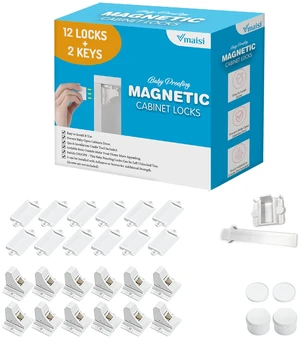 Adhesive Magnetic Cabinet Locks (12 Locks and 2 Keys) | Keeps dangerous things away from kids Adhesive Magnetic Cabinet Locks (12 Locks and 2 Keys) | Keeps dangerous things away from kids