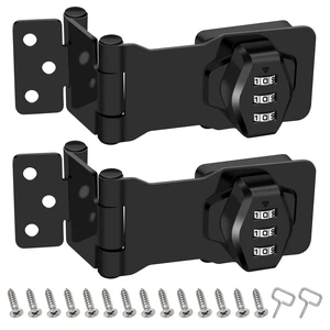 2 Pack Password Rotary Hasp Locks, Collapsible Solid 304 Stainless Steel | File Cabinet Lock Desk Drawer Lock, for 90 Degree and 180 Degree Drawers, Dabinets, Doors, Flip Barn Door, Outdoor (Black) 2 Pack Password Rotary Hasp Locks, Collapsible Solid 304 Stainless Steel | File Cabinet Lock Desk Drawer Lock, for 90 Degree and 180 Degree Drawers, Dabinets, Doors, Flip Barn Door, Outdoor (Black)