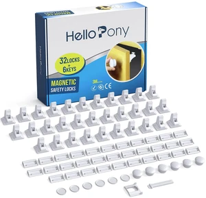 Upgraded Magnetic Cabinet Locks (32Locks and 6 Keys) Baby Proofing Magnetic Safety Locks with 3M Adhesive, One Minute Fast, Easy and No Drill Installation Upgraded Magnetic Cabinet Locks (32Locks and 6 Keys) Baby Proofing Magnetic Safety Locks with 3M Adhesive, One Minute Fast, Easy and No Drill Installation