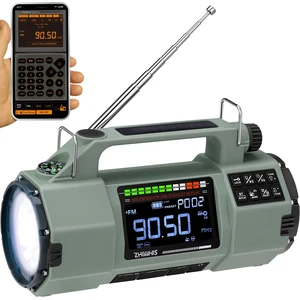 Emergency Radio with Bluetooth, Multi-Function Portable Radios with LCD VA Display, FM/MW/SW/VHF/WB Receiver with Alerts, Hand Crank/Solar/USB Charging, 5000mAh for Emergencies ZWS-908(Green) Emergency Radio with Bluetooth, Multi-Function Portable Radios with LCD VA Display, FM/MW/SW/VHF/WB Receiver with Alerts, Hand Crank/Solar/USB Charging, 5000mAh for Emergencies ZWS-908(Green)