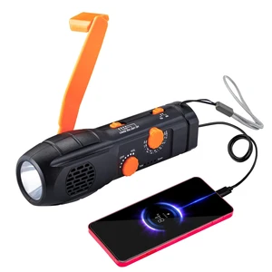 Hand Crank Flashlight with Emergency Radio Phone Charger | Portable Dynamo, SOS LED Torch, Rechargeable USB Charging, Built-in Loudspeaker, For Camping Hiking Hand Crank Flashlight with Emergency Radio Phone Charger | Portable Dynamo, SOS LED Torch, Rechargeable USB Charging, Built-in Loudspeaker, For Camping Hiking