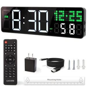 12" Digital Gym Clock with Seconds, Workout Timer for Home Gym | Voice Prompt Interval Timer, 4 Training Alarms, Remote Control, HIIT countdown clock, for home gym, garage, classroom, office 12" Digital Gym Clock with Seconds, Workout Timer for Home Gym | Voice Prompt Interval Timer, 4 Training Alarms, Remote Control, HIIT countdown clock, for home gym, garage, classroom, office