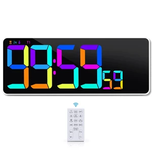 Large 13.7" LED Digital Timer5''Nunmber, 11 Color Changing, Count Up/Down Timer with Remote Control, Adjustable Brightness Wall Clock for Home, Office, Gym, Elderly, Auto DST Large 13.7" LED Digital Timer5''Nunmber, 11 Color Changing, Count Up/Down Timer with Remote Control, Adjustable Brightness Wall Clock for Home, Office, Gym, Elderly, Auto DST