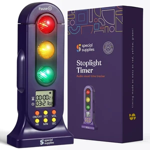 Stoplight Audio Visual Timer for Kids with Lights and Stopwatch Timer - Home and Classroom Timer for Time Management and Routines - Ages 3+ Stoplight Audio Visual Timer for Kids with Lights and Stopwatch Timer - Home and Classroom Timer for Time Management and Routines - Ages 3+