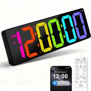 17.2" Bluetooth Digital Wall Clock with Seconds, Large Countdown Timer for Classroom Home Gym Kitchen Office, Alarm Clock with Remote Control, 4 Dimmable Brightness, Auto DST (RGB) 17.2" Bluetooth Digital Wall Clock with Seconds, Large Countdown Timer for Classroom Home Gym Kitchen Office, Alarm Clock with Remote Control, 4 Dimmable Brightness, Auto DST (RGB)