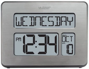 C86279 Atomic Full Calendar Clock with Extra Large Digits, Grey, 11.25 in. x 2.10 in. x 12.00 in. C86279 Atomic Full Calendar Clock with Extra Large Digits, Grey, 11.25 in. x 2.10 in. x 12.00 in.