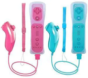 Wii Remote Controller, 2 Packs Upgrade Wireless Controller Compatible with Wii Wii U Console(Pink and Blue) Wii Remote Controller, 2 Packs Upgrade Wireless Controller Compatible with Wii Wii U Console(Pink and Blue)