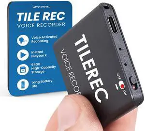 TileRec Voice Activated Recorder with Playback 64GB Digital Audio Recorder, Metal Case, USB-C & 1100 Hours MP3 Recording Mini Portable Audio Recording Device for Meetings & Interviews TileRec Voice Activated Recorder with Playback 64GB Digital Audio Recorder, Metal Case, USB-C & 1100 Hours MP3 Recording Mini Portable Audio Recording Device for Meetings & Interviews