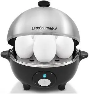 EGC-508 Rapid Egg Cooker, 7 Easy-To-Peel, Hard, Medium, Soft Boiled Eggs, Poacher, Omelet Maker, Auto Shut-Off, Alarm, 16-Recipe Booklet, Stainless Steel EGC-508 Rapid Egg Cooker, 7 Easy-To-Peel, Hard, Medium, Soft Boiled Eggs, Poacher, Omelet Maker, Auto Shut-Off, Alarm, 16-Recipe Booklet, Stainless Steel