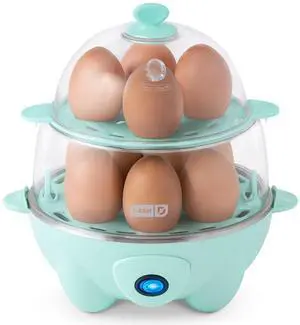 Deluxe Egg Cooker - Boiler, Poacher & Steamer - Includes Measuring & Recipe Guide - Dishwasher Safe - BPA Free - Holds 12 Eggs, Aqua Deluxe Egg Cooker - Boiler, Poacher & Steamer - Includes Measuring & Recipe Guide - Dishwasher Safe - BPA Free - Holds 12 Eggs, Aqua