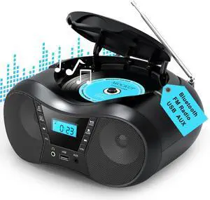 Boombox Portable CD Players for Home with Bluetooth, Boom Box CD Player FM Radio Combo, Stereo Sound, AC/Battery Powered, CD/CD-R/RW Compatible, Support AUX/USB/Headphone, Timer, Repeatable Boombox Portable CD Players for Home with Bluetooth, Boom Box CD Player FM Radio Combo, Stereo Sound, AC/Battery Powered, CD/CD-R/RW Compatible, Support AUX/USB/Headphone, Timer, Repeatable