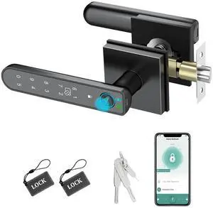 Smart Fingerprint Door Lock:Fingerprint Door Knob-Biometric 5-in-1 Finger Print Door Lock-Thumb Print Door Knob for Bedroom-APP Control-Easy InstallationSquare Black1 Pack Smart Fingerprint Door Lock:Fingerprint Door Knob-Biometric 5-in-1 Finger Print Door Lock-Thumb Print Door Knob for Bedroom-APP Control-Easy InstallationSquare Black1 Pack