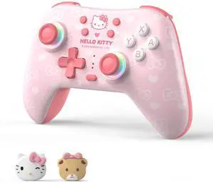 Hello Kitty Switch Pro Controller, Cute Hall Effect Wireless Gamepad No Drift for Switch 2/Switch/OLED/Lite, PC/Steam, Android, iOS, Bluetooth + Wired, Turbo, Back Buttons,6-Aixs Gyro, Wake-up, RGB Hello Kitty Switch Pro Controller, Cute Hall Effect Wireless Gamepad No Drift for Switch 2/Switch/OLED/Lite, PC/Steam, Android, iOS, Bluetooth + Wired, Turbo, Back Buttons,6-Aixs Gyro, Wake-up, RGB