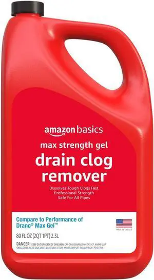 Amazon Basics Max Strength Drain Cleaner Gel, Hair Clog Remover, Dissolves Grease, Safe on All Pipes, 80 Fl Oz Amazon Basics Max Strength Drain Cleaner Gel, Hair Clog Remover, Dissolves Grease, Safe on All Pipes, 80 Fl Oz