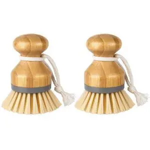MR.SIGA Bamboo Palm Brush, Scrub Brush for Dishes Pots Pans Kitchen Sink Cleaning, Pack of 2 MR.SIGA Bamboo Palm Brush, Scrub Brush for Dishes Pots Pans Kitchen Sink Cleaning, Pack of 2