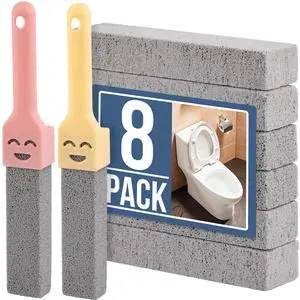 Navona 8 Pack Pumice Stone Scouring Sticks with 2 Universal Handles, Grey Pumice Stone Cleaner for Cleaning Toilets, Bathrooms, Kitchens, Spas and Pools Navona 8 Pack Pumice Stone Scouring Sticks with 2 Universal Handles, Grey Pumice Stone Cleaner for Cleaning Toilets, Bathrooms, Kitchens, Spas and Pools