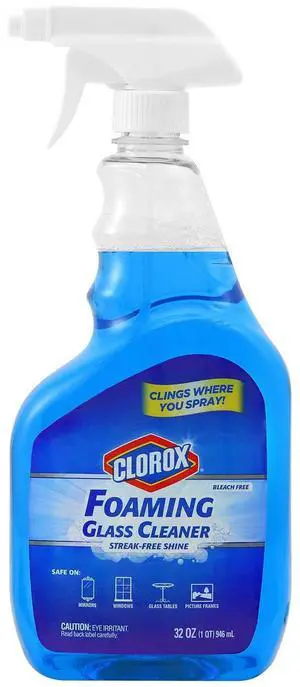 Clorox Foaming Glass Cleaner Trigger Spray, Streak Free No Drip Formula for Windows, Mirrors, and Glass Surfaces, All Purpose Household Cleaning Spray in Fresh Scent, 32 Ounce Clorox Foaming Glass Cleaner Trigger Spray, Streak Free No Drip Formula for Windows, Mirrors, and Glass Surfaces, All Purpose Household Cleaning Spray in Fresh Scent, 32 Ounce