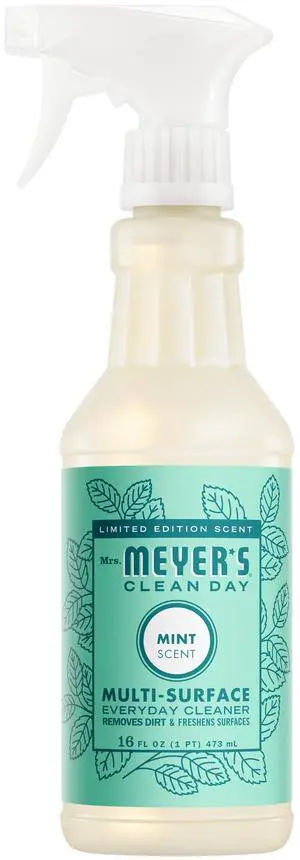 MRS. MEYER'S CLEAN DAY Multi-Surface Everyday Cleaner, Mint Scent, 16 Fl Oz Bottle MRS. MEYER'S CLEAN DAY Multi-Surface Everyday Cleaner, Mint Scent, 16 Fl Oz Bottle